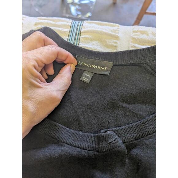 Lane Bryant Women's Cardigan Sweater Size 14 Black Button Cuffs DAMAGED - Picture 1 of 7